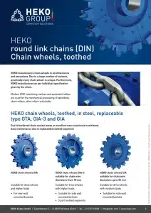 HEKO round link chains (DIN) Chain wheels toothed