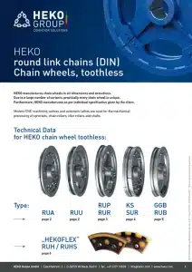HEKO round link chains (DIN) Chain wheels toothless