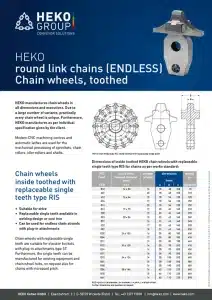 HEKO round link chains (ENDLESS) Chain wheels, toothed