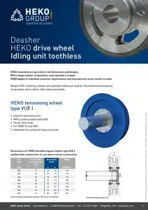 Deasher HEKO drive wheel Idling unit, toothless