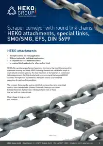 Scraper conveyor with round link chains HEKO attachments, special links, SMO/SMG, EFS, DIN 5699